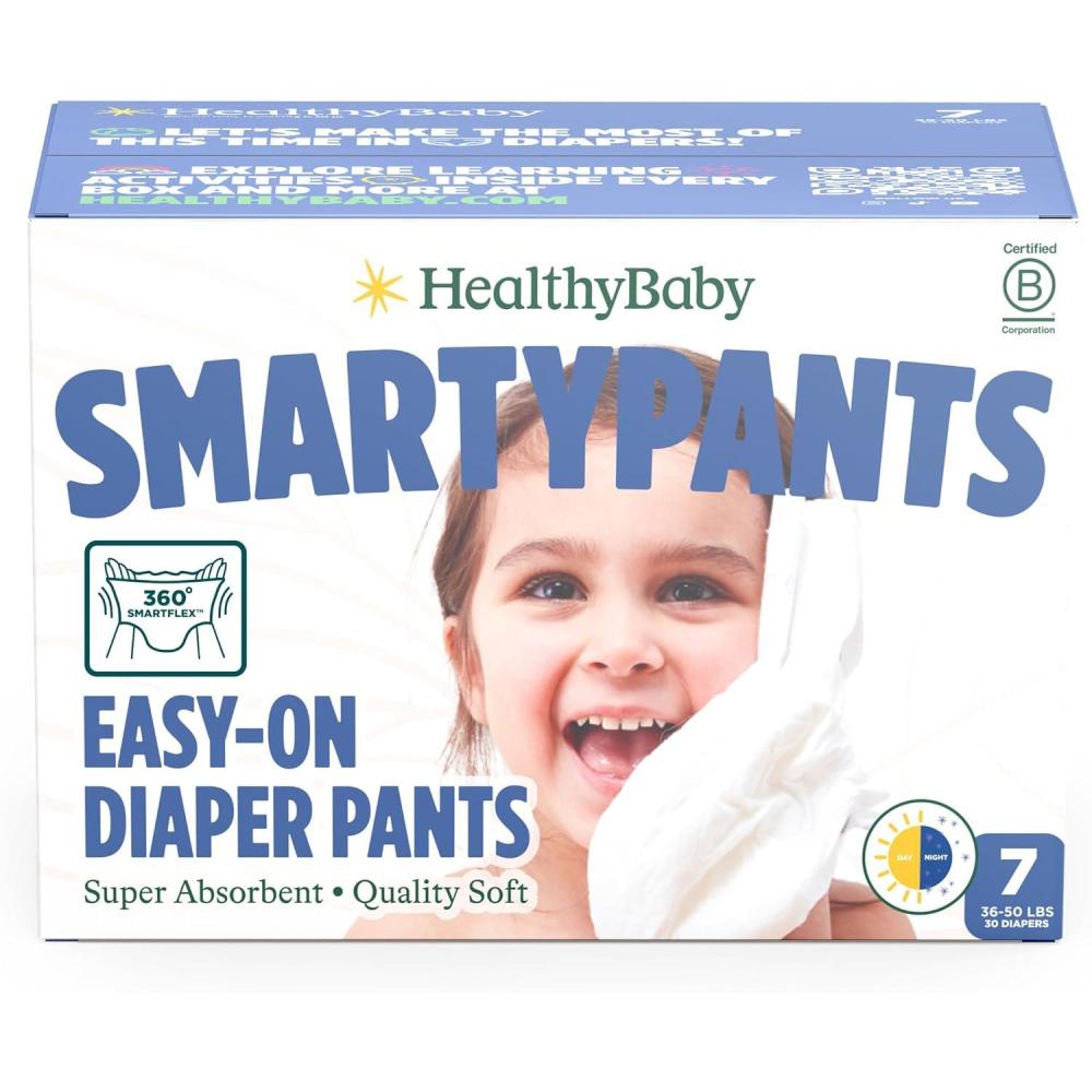 image:imageSmartyPants Pull Up Style Diapers  EWG Verified Safe amp PlantBased  Quilted 360 Waistband Super Absorbent for Overnight Leak Protection  Training Pants by HealthyBaby  Size 7 30 CountSize 7 3650 Pound