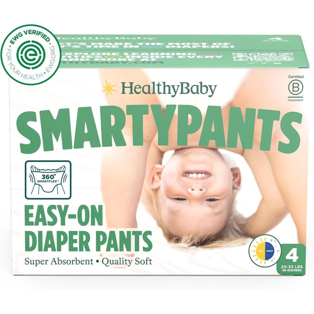 image:imageSmartyPants Pull Up Style Diapers  EWG Verified Safe amp PlantBased  Quilted 360 Waistband Super Absorbent for Overnight Leak Protection  Training Pants by HealthyBaby  Size 7 30 CountSize 4 2032 Pound