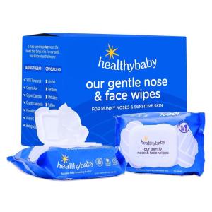 HealthyBaby Our Gentle Nose & Face Wipes | EWG Verified Safe | Soothing for Runny Noses & Sensitive Skin | Plastic-Free, Fragrance Free, Totally Chroline Free (6 boxes, 360 wipes)