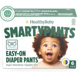 SmartyPants Pull Up Style Diapers | EWG Verified Safe & Plant-Based | Quilted 360 Waistband, Super Absorbent for Overnight Leak Protection | Training Pants by HealthyBaby | Size 7 (30 Count)(Size 6 (32-40 Pound))